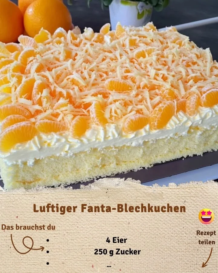 Luftiger Fanta-Blechkuchen mit fruchtigem Geschmack