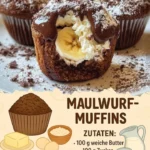 Leckere Maulwurf-Muffins mit Schokoladenüberzug und Cremefüllung