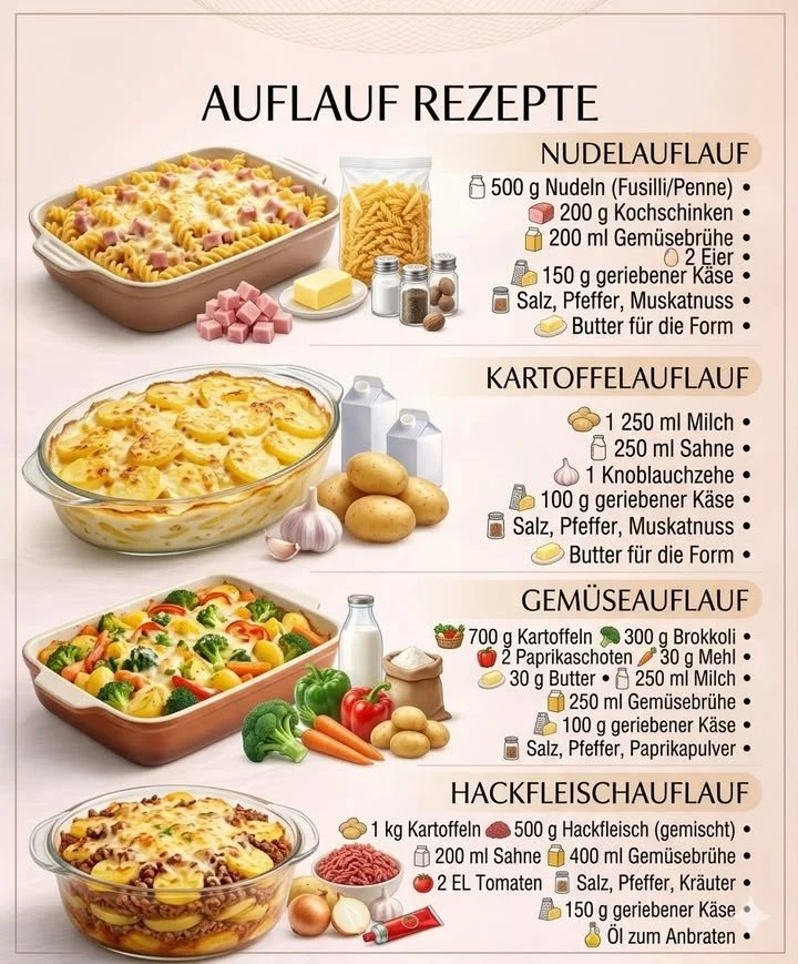 Köstlicher Nudelauflauf aus frischen Zutaten und Käse überbacken.