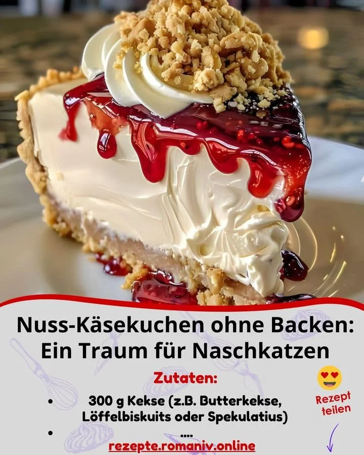 Nuss-Käsekuchen ohne Backen – ein verführerisches Dessert mit Nüssen und Käsecreme