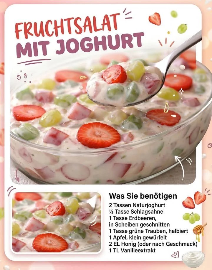 Bowl mit frischem Obstsalat und cremigem Joghurt