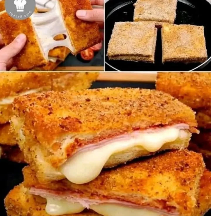 Omas Käseschnitte mit Käse und Brot auf einem Teller