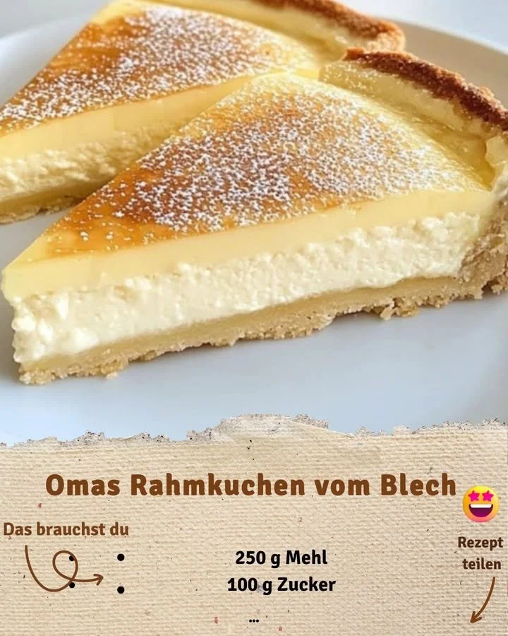 Omas Rahmkuchen vom Blech - saftiger Kuchen mit einer cremigen Schicht