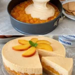 Saftiger Philadelphia-Pfirsich-Kuchen mit frischen Pfirsichen und cremigem Belag