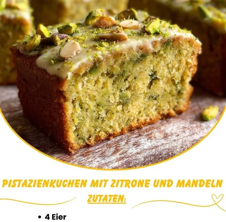 Saftiger Pistazienkuchen mit Zitrone und Mandeln