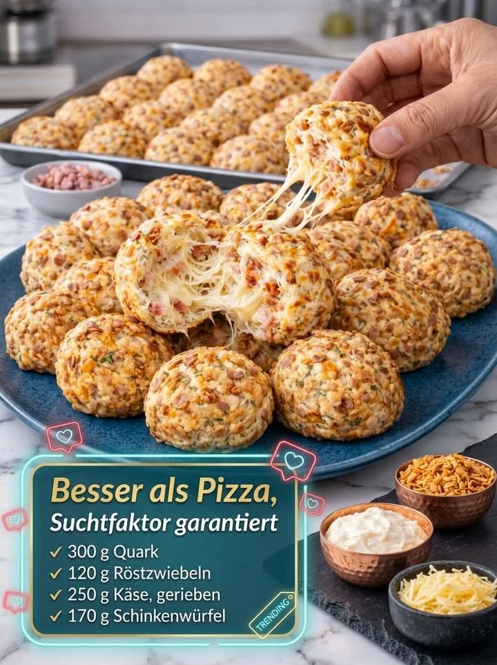 Köstliche Pizza-Bällchen als Snack oder Vorspeise serviert.