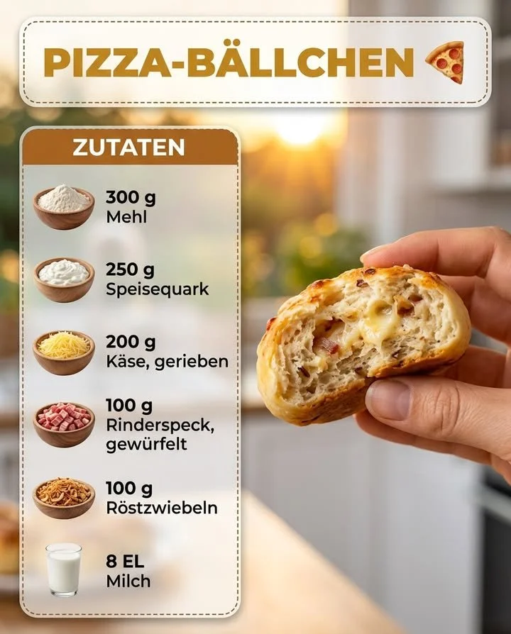 Leckere Pizza-Bällchen auf einem Holzbrett serviert.