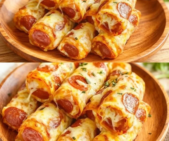 Leckere Pizzarollen frisch aus dem Ofen, ideal als Snack oder Partygericht.