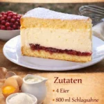 Priselbeer-Käsesahnetorte, eine leckere Sahnetorte mit Preiselbeeren