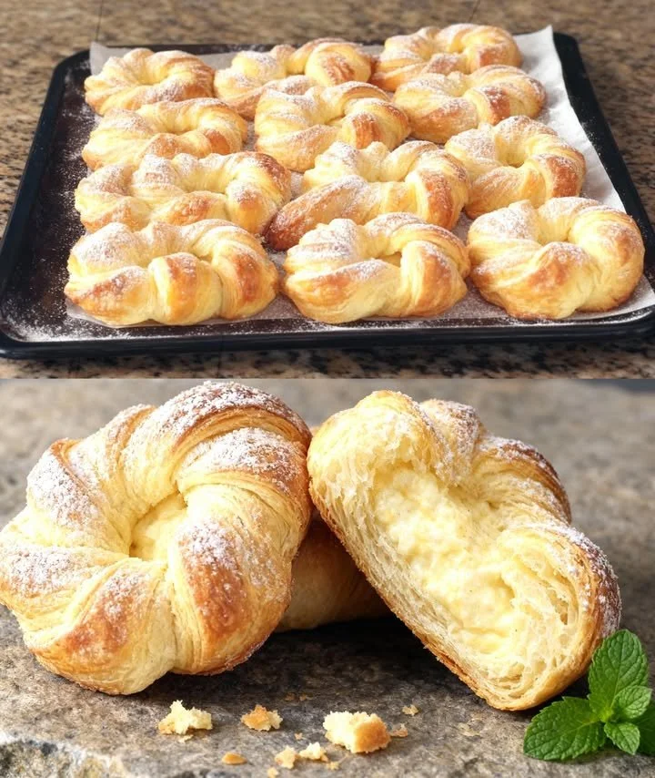 Leckere Quark-Blätterteig-Rollen frisch aus dem Ofen