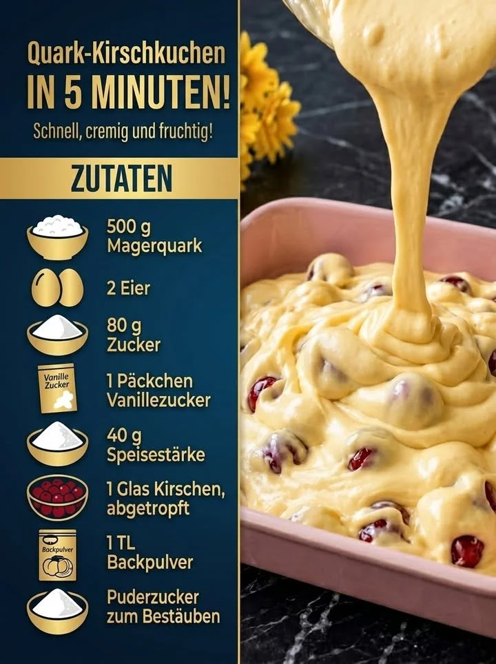 Delizierter Quark-Kirschkuchen frisch gebacken