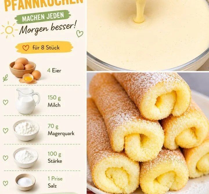 Leckere Quark-Pfannkuchen auf einem Teller serviert