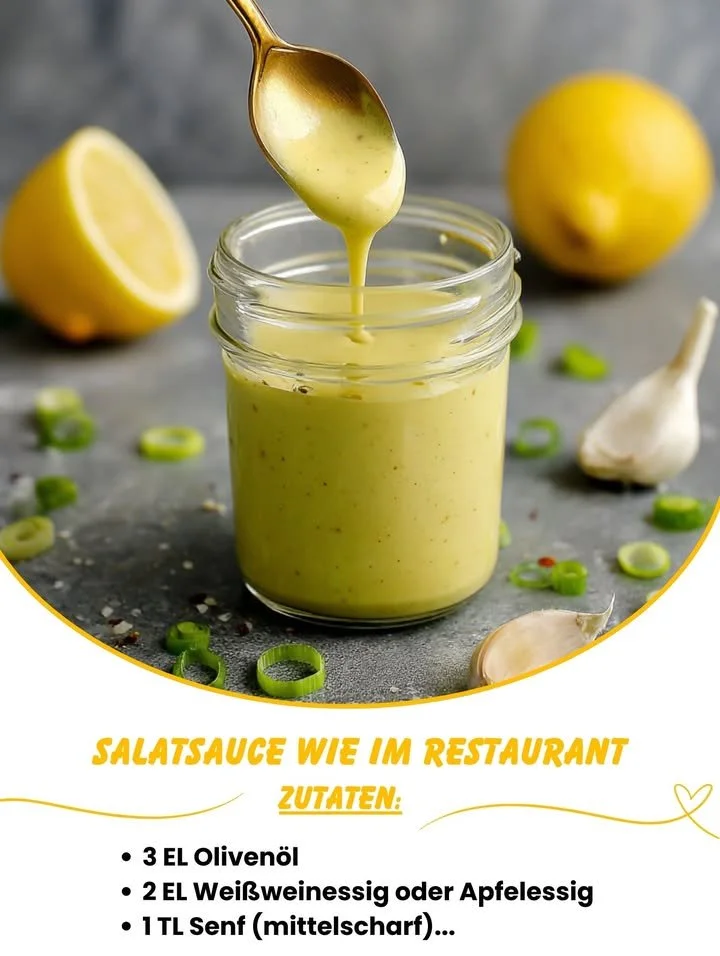 Hausgemachte Salatsauce wie im Restaurant für köstliche Salate.