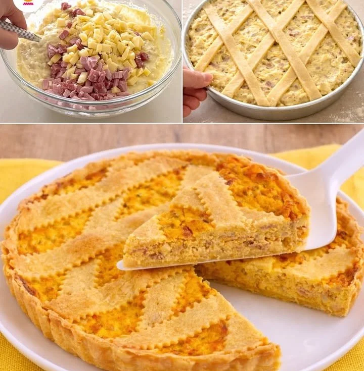 Schüssel mit Salziger Pastiera, einem traditionellen italienischen Rezept