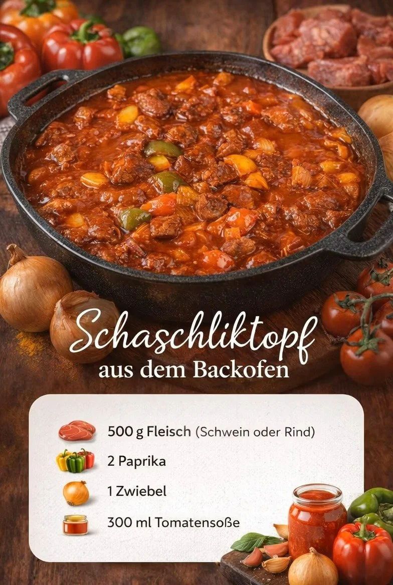 Schaschlik aus dem Ofen auf einem Teller serviert
