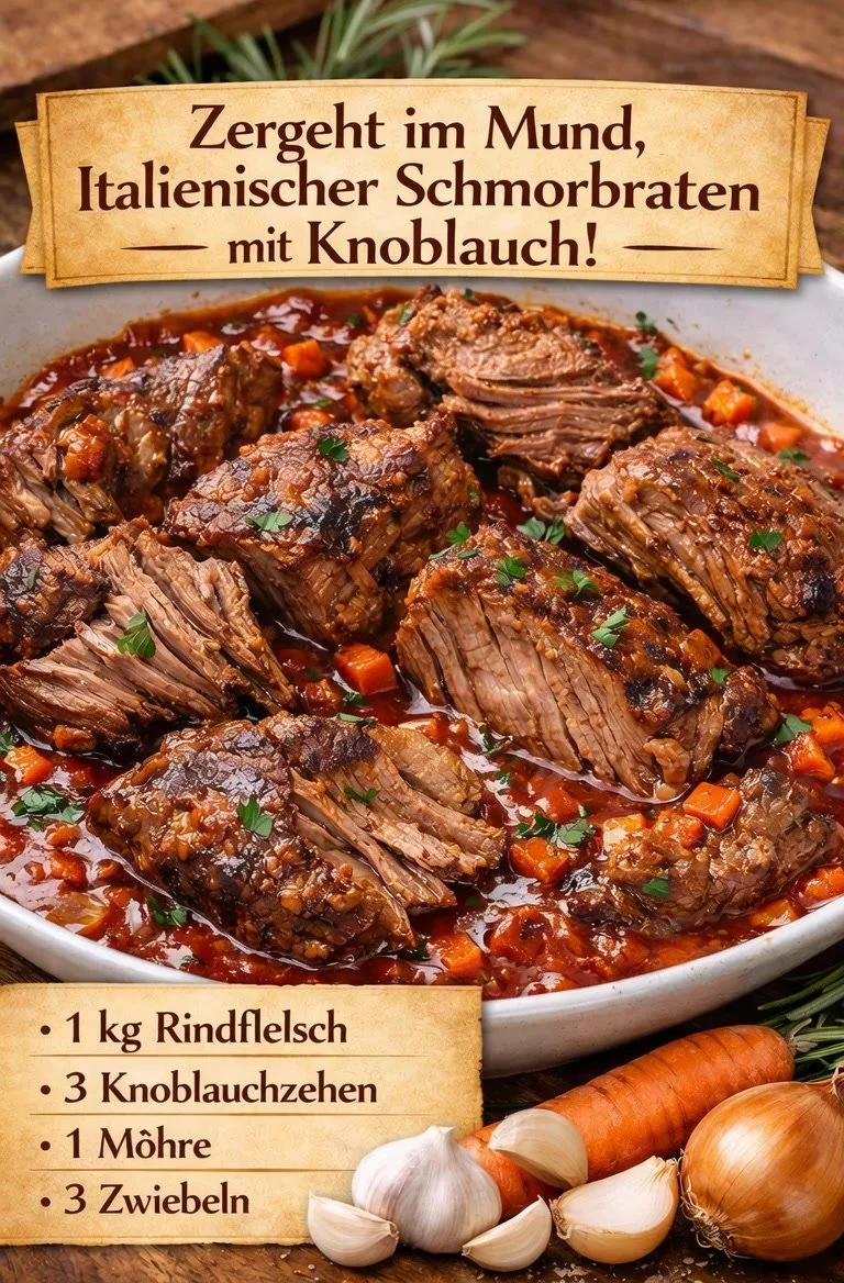 Schmorfleisch Gericht mit Gemüse und Soße, serviert auf einem Teller