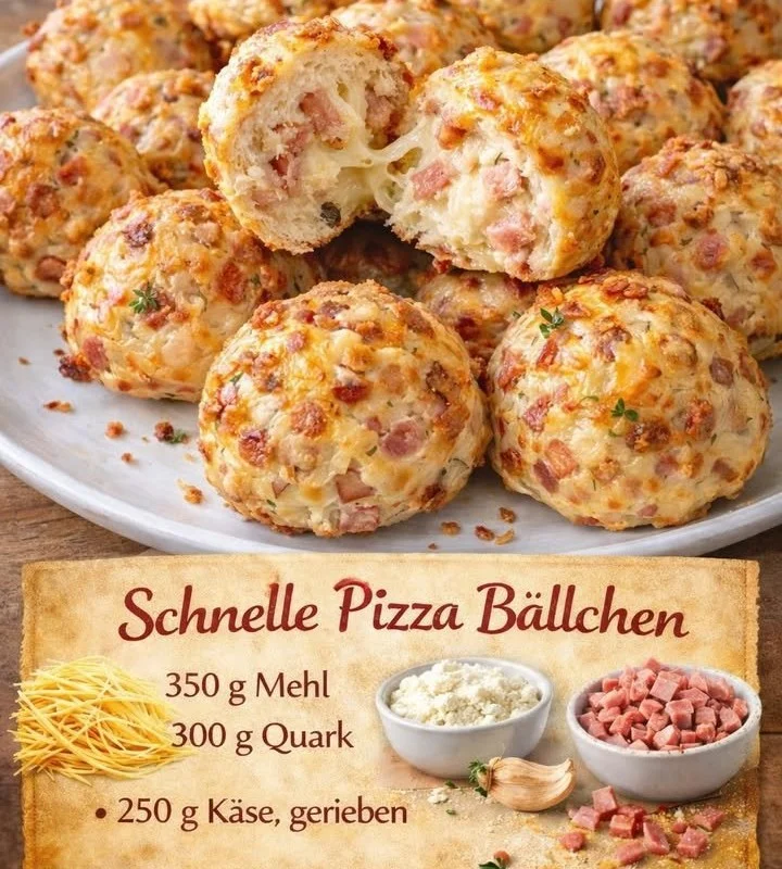 Leckere Schnelle Pizza Bällchen auf einem Teller serviert