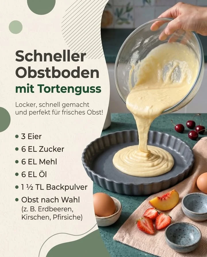 Schneller Fruchtkuchen mit Götterspeise auf einem Teller serviert
