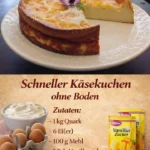 Schneller Käsekuchen ohne Boden auf einem Teller serviert