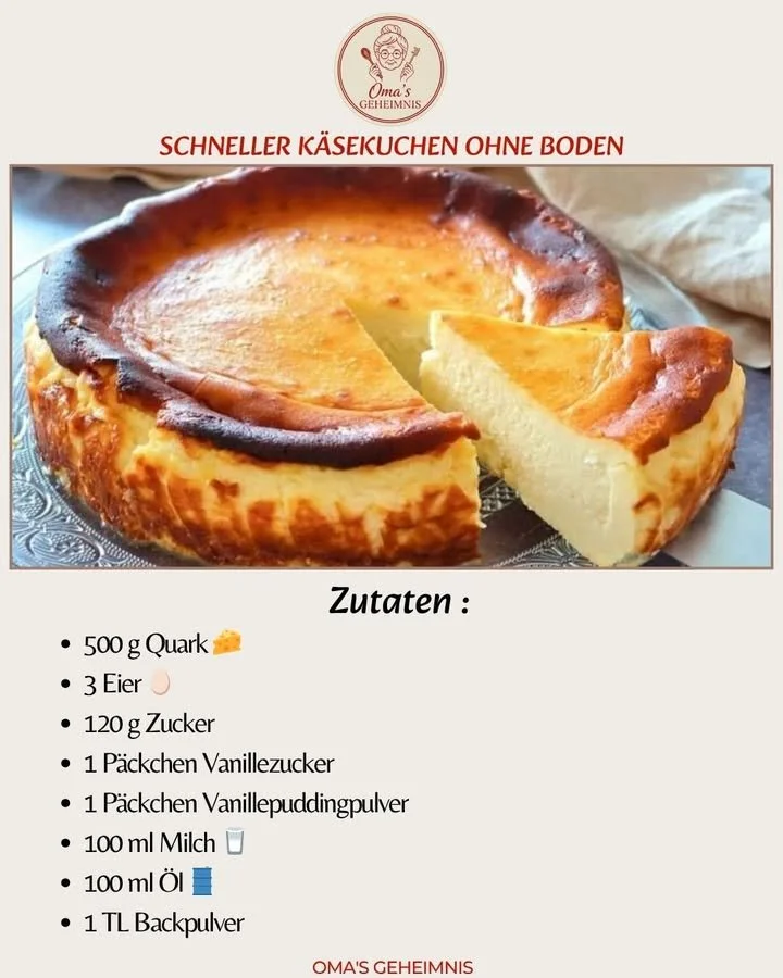 Schneller Käsekuchen ohne Boden auf einem Teller serviert