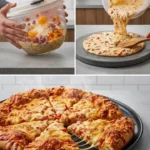 Leckere Schüttelpizza frisch aus dem Ofen