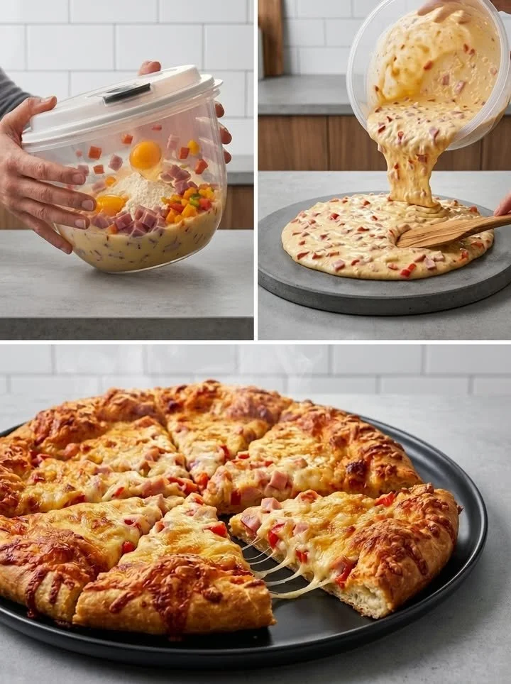 Leckere Schüttelpizza frisch aus dem Ofen