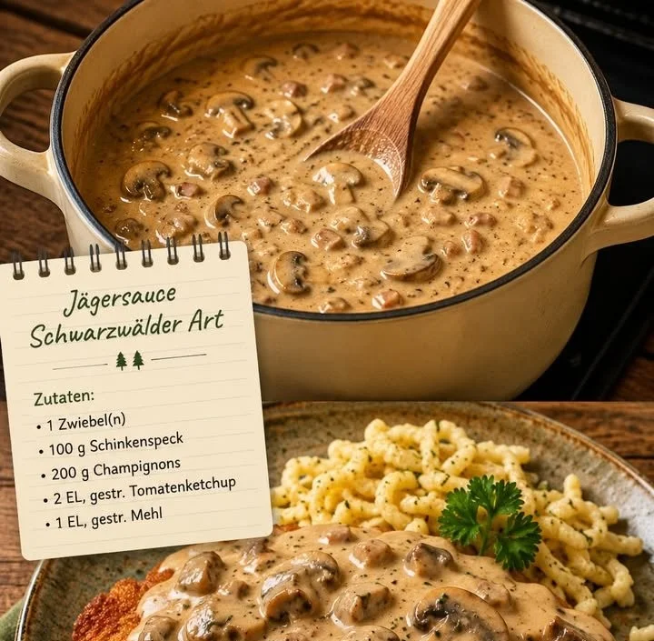 Schwarzwälder Jägersauce in einer ansprechenden Servierschale