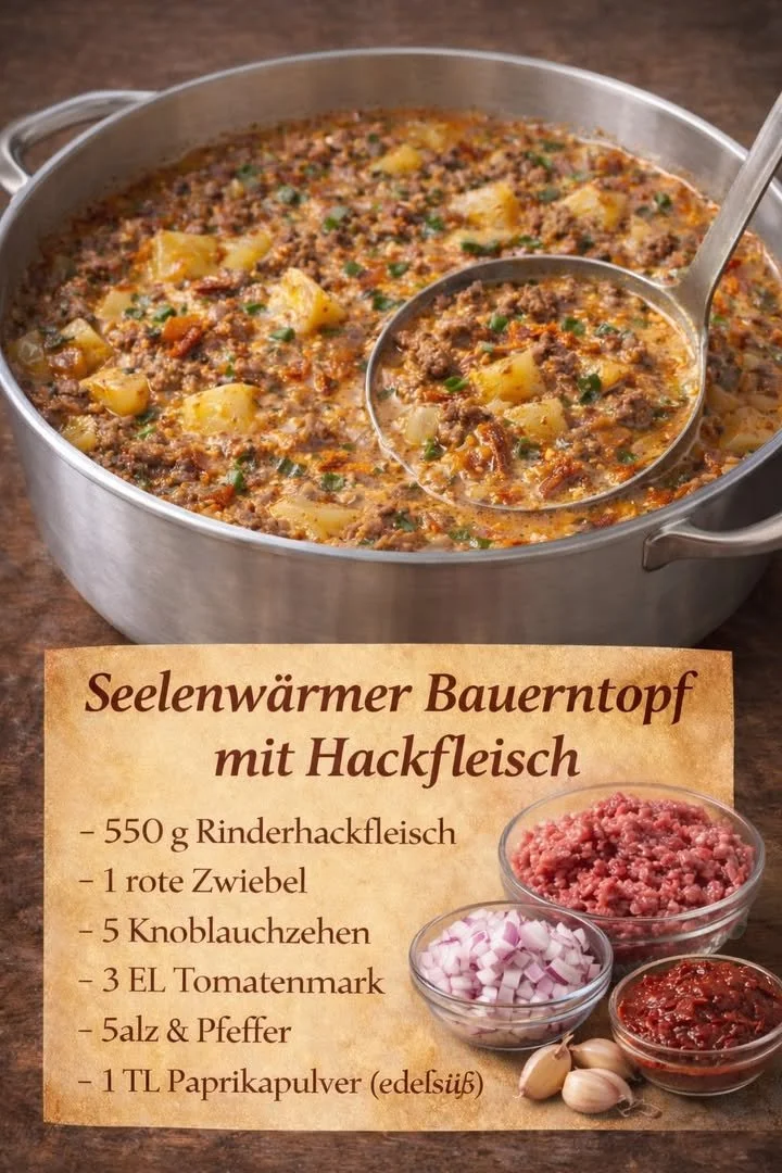 Herzhafter Bauerntopf mit Hackfleisch, ideal für kalte Tage.