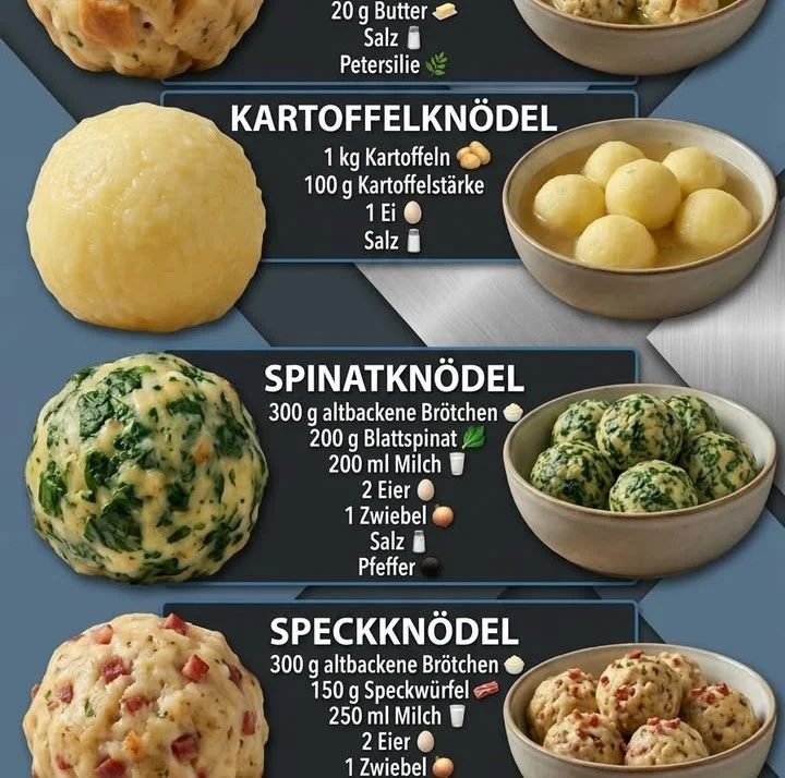 Hausgemachte Semmelknödel auf einem Teller serviert mit Butter und Petersilie.