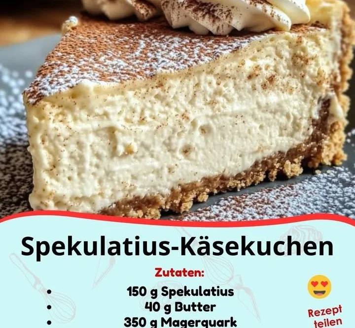Spekulatius-Käsekuchen mit Gewürzen und aromatischem Käse dekoriert