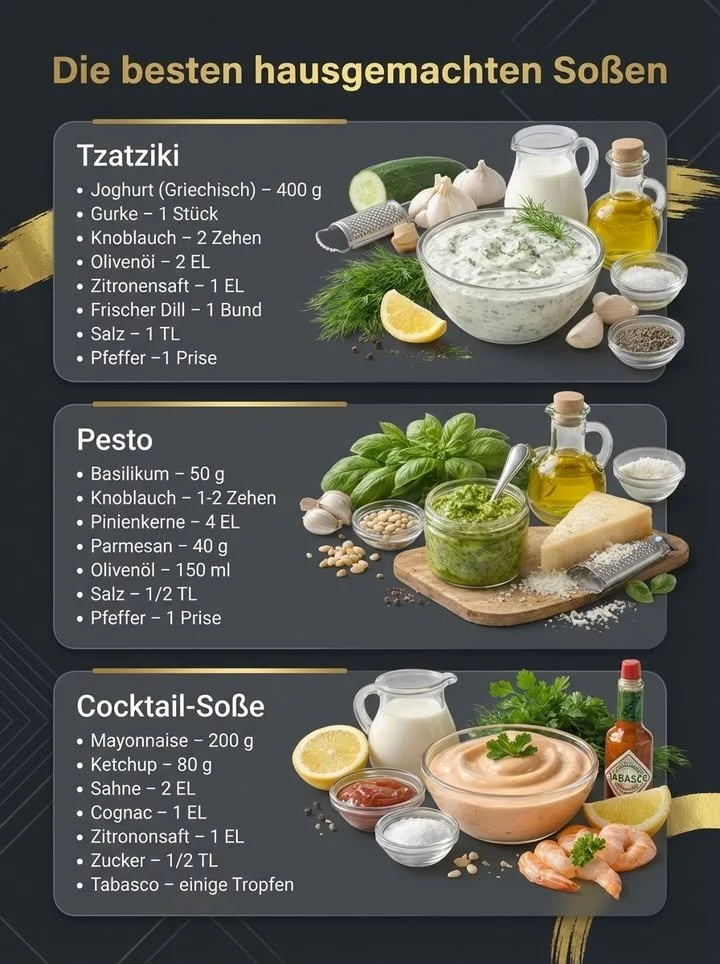 Eine Schüssel mit frischem Tzatziki, garniert mit Gurken und Olivenöl.