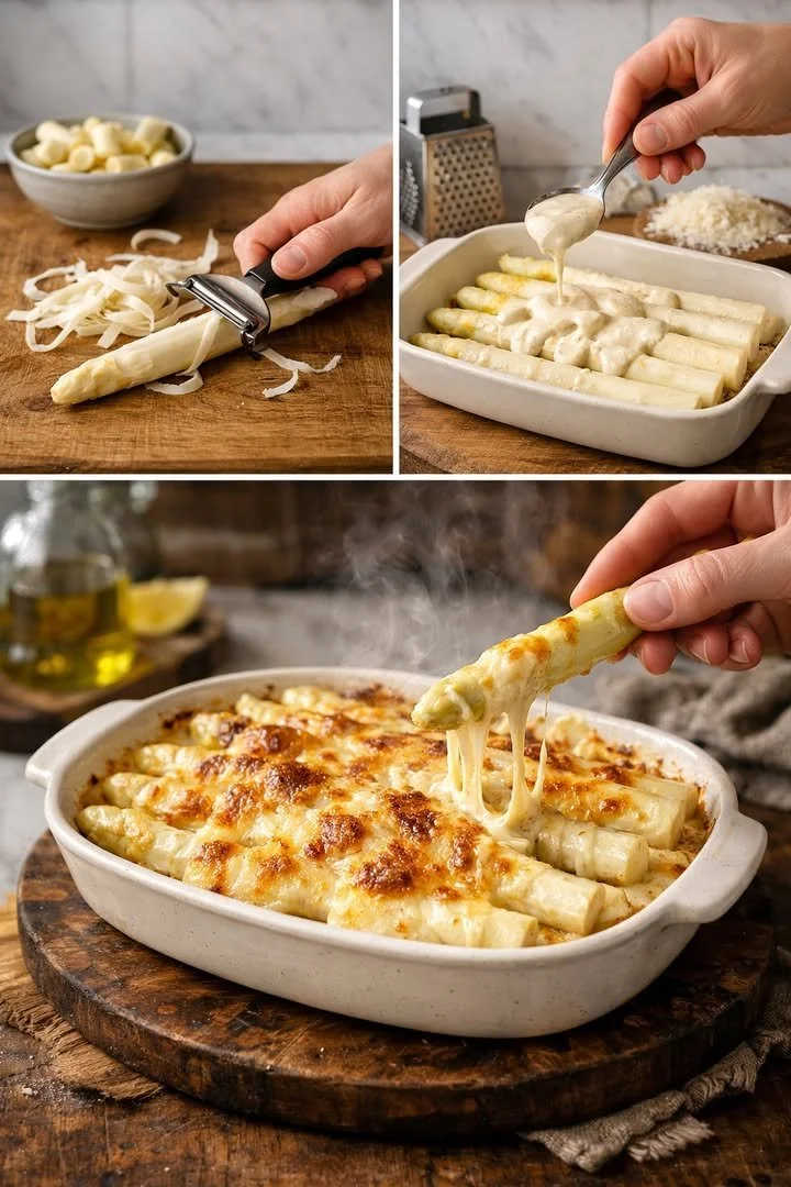 Überbackener Parmesan-Spargel mit knuspriger Käseschicht