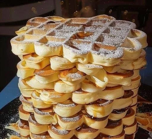 Leckere Vanille Joghurt Waffeln auf einem Teller serviert