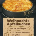 Weihnachts-Apfelkuchen mit Äpfeln und Zimt auf einem weißen Teller