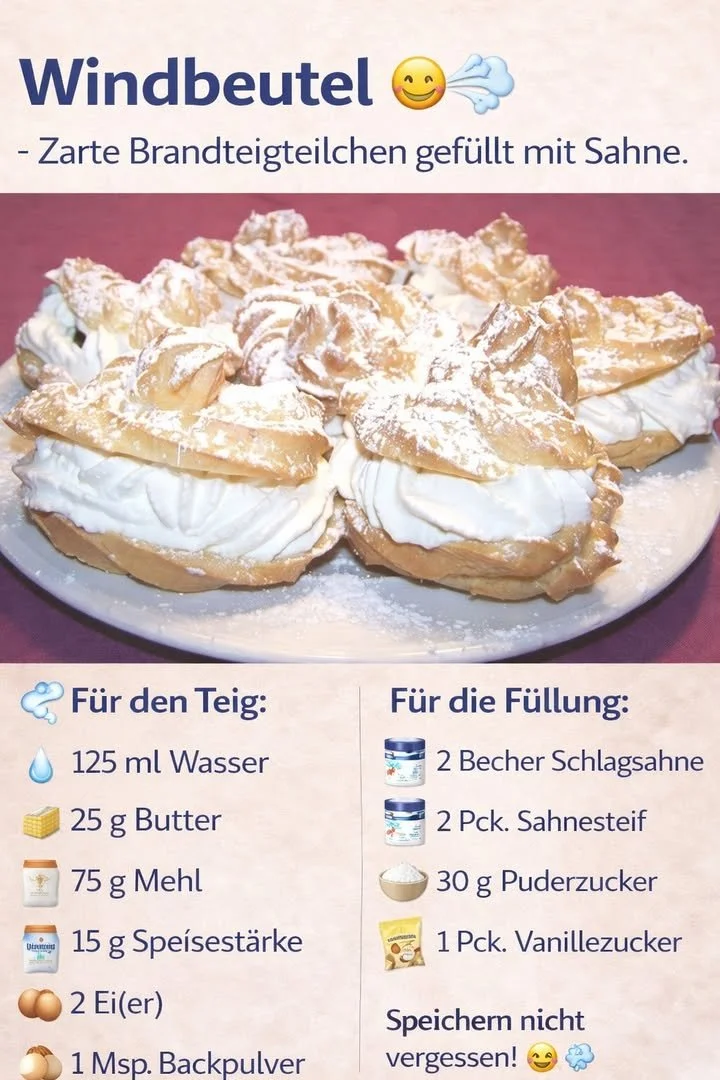 Windbeutel mit Vanillecreme auf einem Teller, perfekt für alle Naschkatzen.