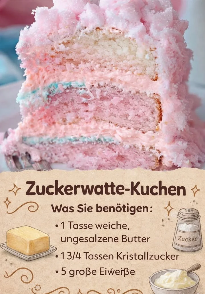 Ein bunter Zuckerwatte-Kuchen, der süße Freude und Genuss verspricht.