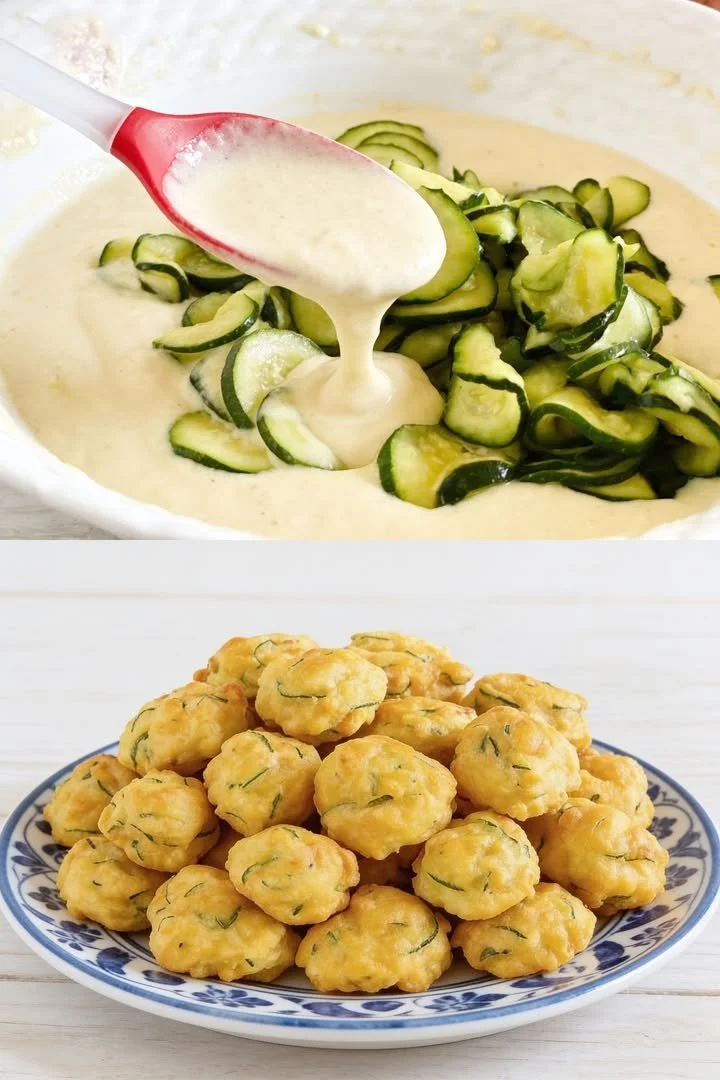 Zucchini Schmakofatz mit frischen Zutaten und eiskaltem Wasser zubereitet.