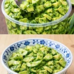 5-Minuten Avocado-Gurken-Salat mit frischen Zutaten auf einem Teller