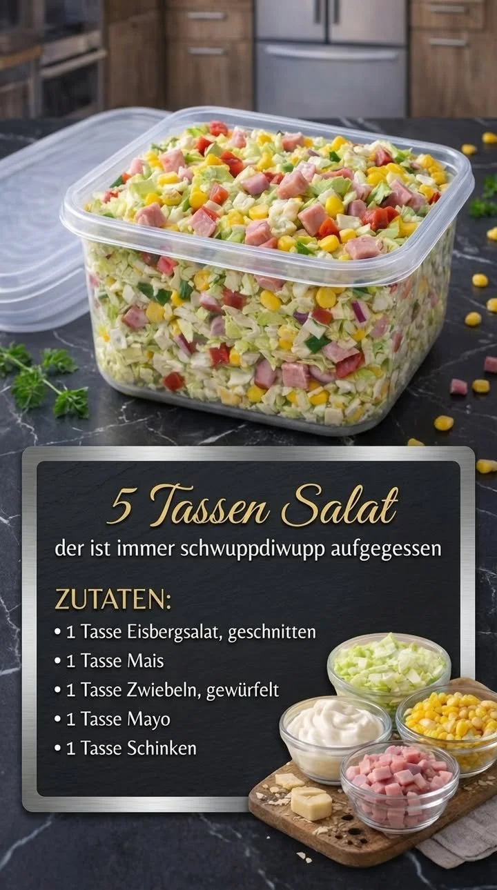 Leckerer 5-Tassen-Salat, schnell und einfach zubereitet.