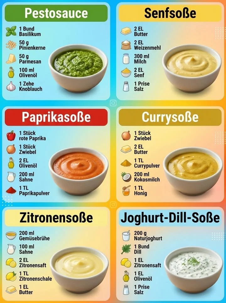 Sechs einfache Sauce-Rezepte für jeden Geschmack und jede Gelegenheit.