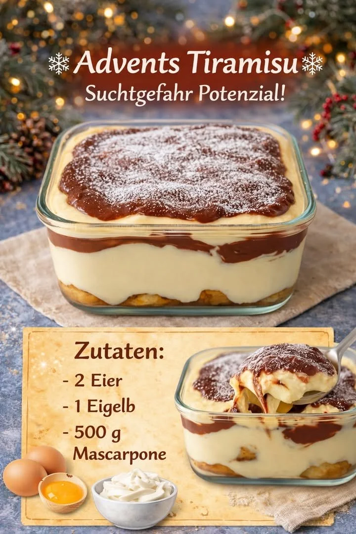 Advents-Tiramisu mit verführerischen Schichten und weihnachtlichem Flair.