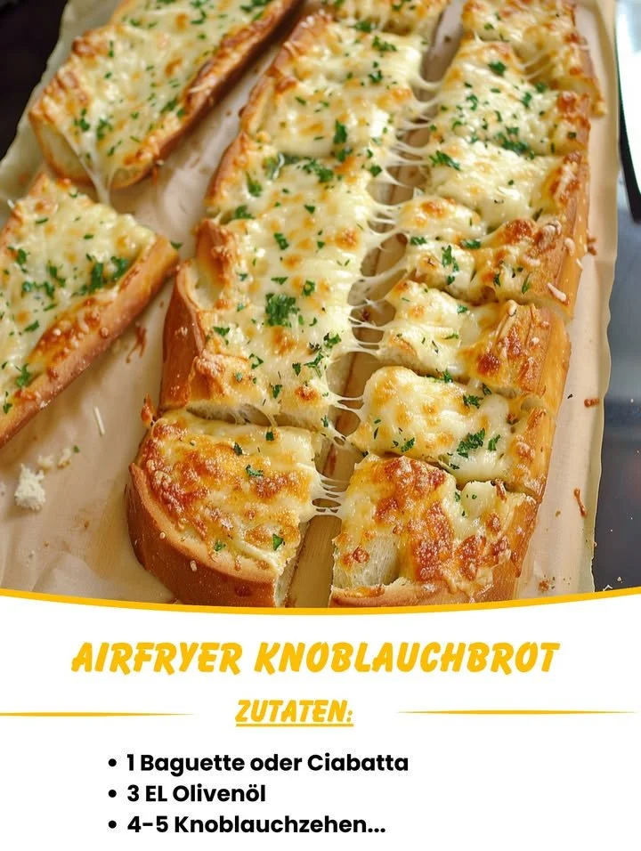 Leckeres Airfryer Knoblauchbrot frisch aus der Fritteuse