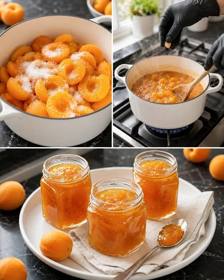 Hausgemachte Aprikosenmarmelade in einem Glas