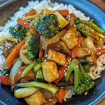 Asiatische Gemüsepfanne mit buntem Gemüse in einem Wok zubereitet.