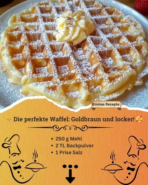 Belgische Vanille-Joghurt-Waffeln auf einem Teller serviert