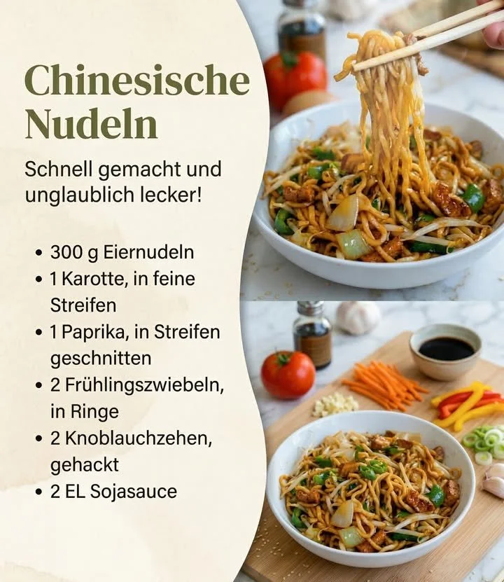 Schüssel mit duftenden chinesischen Nudeln und Gemüse