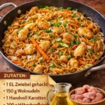 Gebratene Nudeln mit Hähnchenfleisch, besser als beim Chinesen