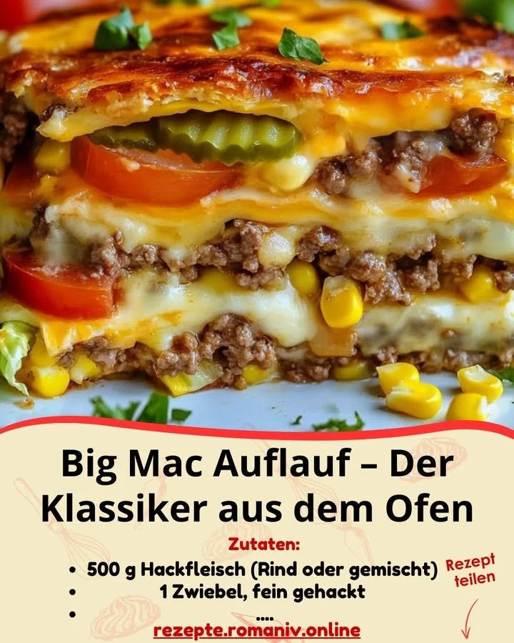 Leckere Big Mac Casserole aus dem Ofen, inspiriert vom klassischen Burger.
