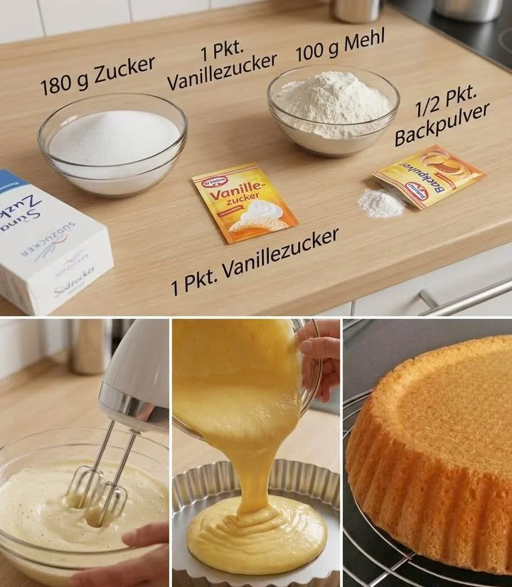 Biskuitboden für Torten und Kuchen, frisch gebacken und fluffig