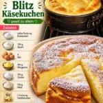 Ein köstlicher Blitz Käsekuchen auf einem Teller, frisch serviert.